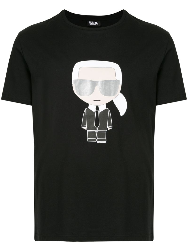 Karl Lagerfeld Crew Neck Karl Print T-shirt In Black