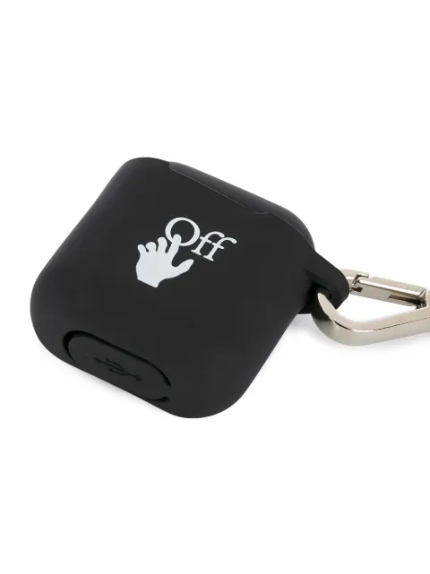 Black Off-White logo-print AirPods case 