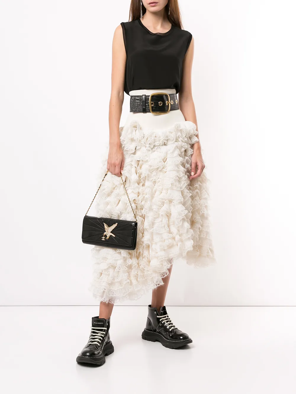 CHANEL Pre-Owned Schoudertas met strass - Zwart