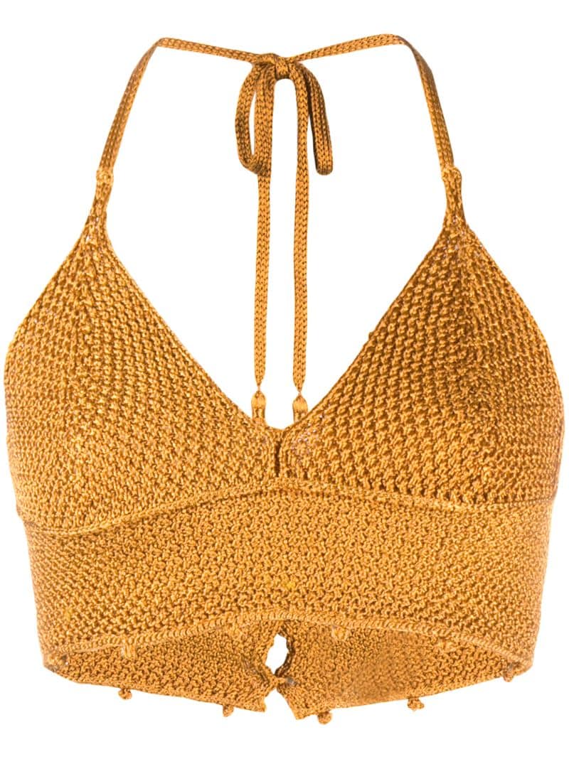 Forte Forte Knitted Triangle Cropped Top In Yellow