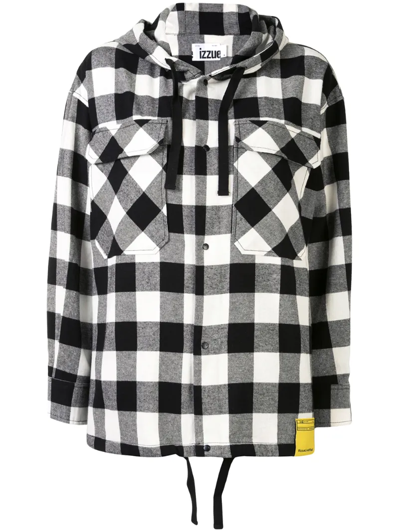 Izzue Kariertes Hemd Mit Kapuze In Black