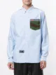 izzue mixed print panelled shirt