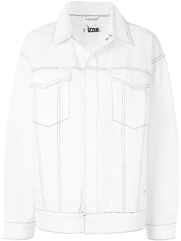 denim jacket with contrast stitching