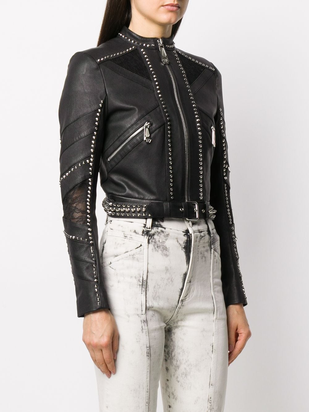 Philipp Plein Studded Cropped Biker Jacket - Farfetch