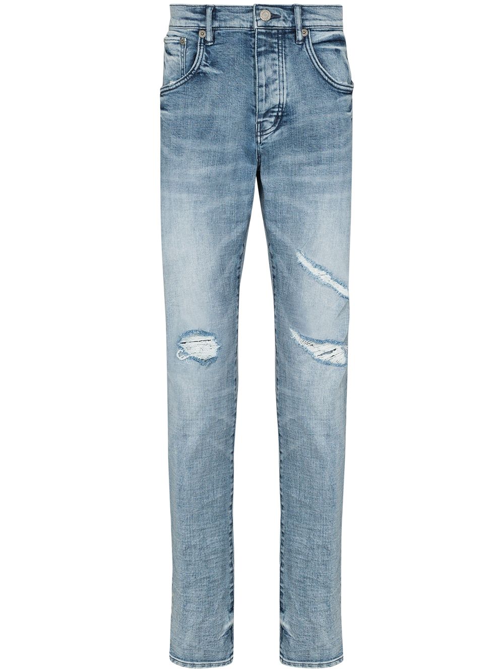 фото Purple brand tonal distressed straight leg jeans