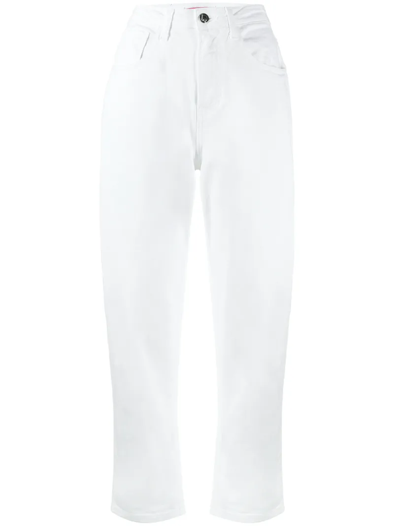 high waisted white boyfriend jeans