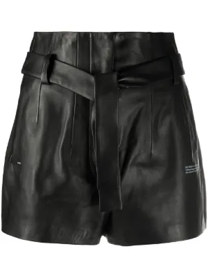 white leather shorts womens