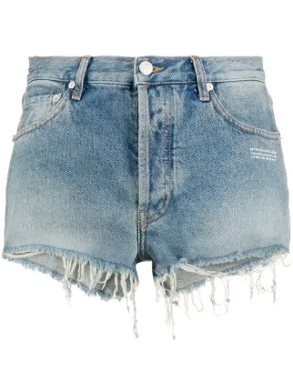 Shop Off-White raw hem denim shorts 
