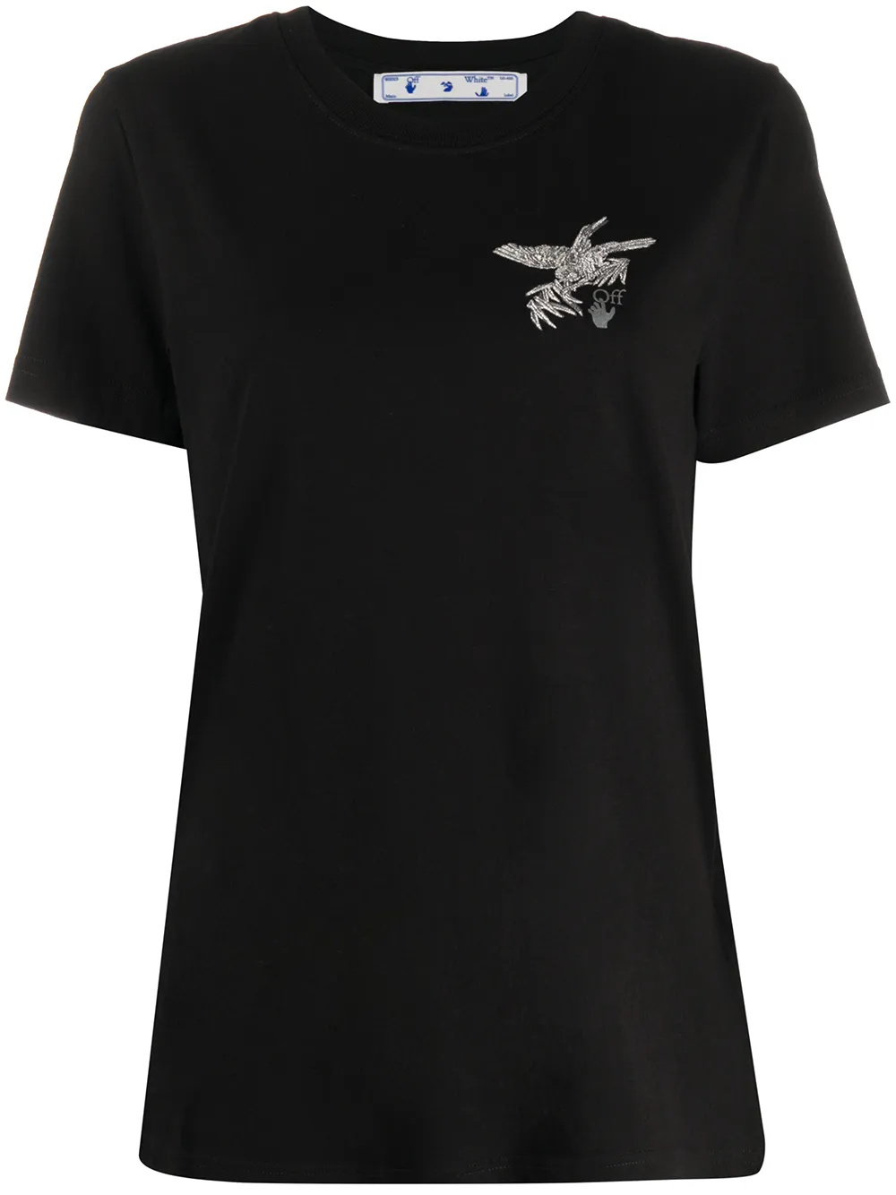 Click to view more detailed imagery on our partner's website Off-white Embroidered Birds Reflective T-shirt In Black