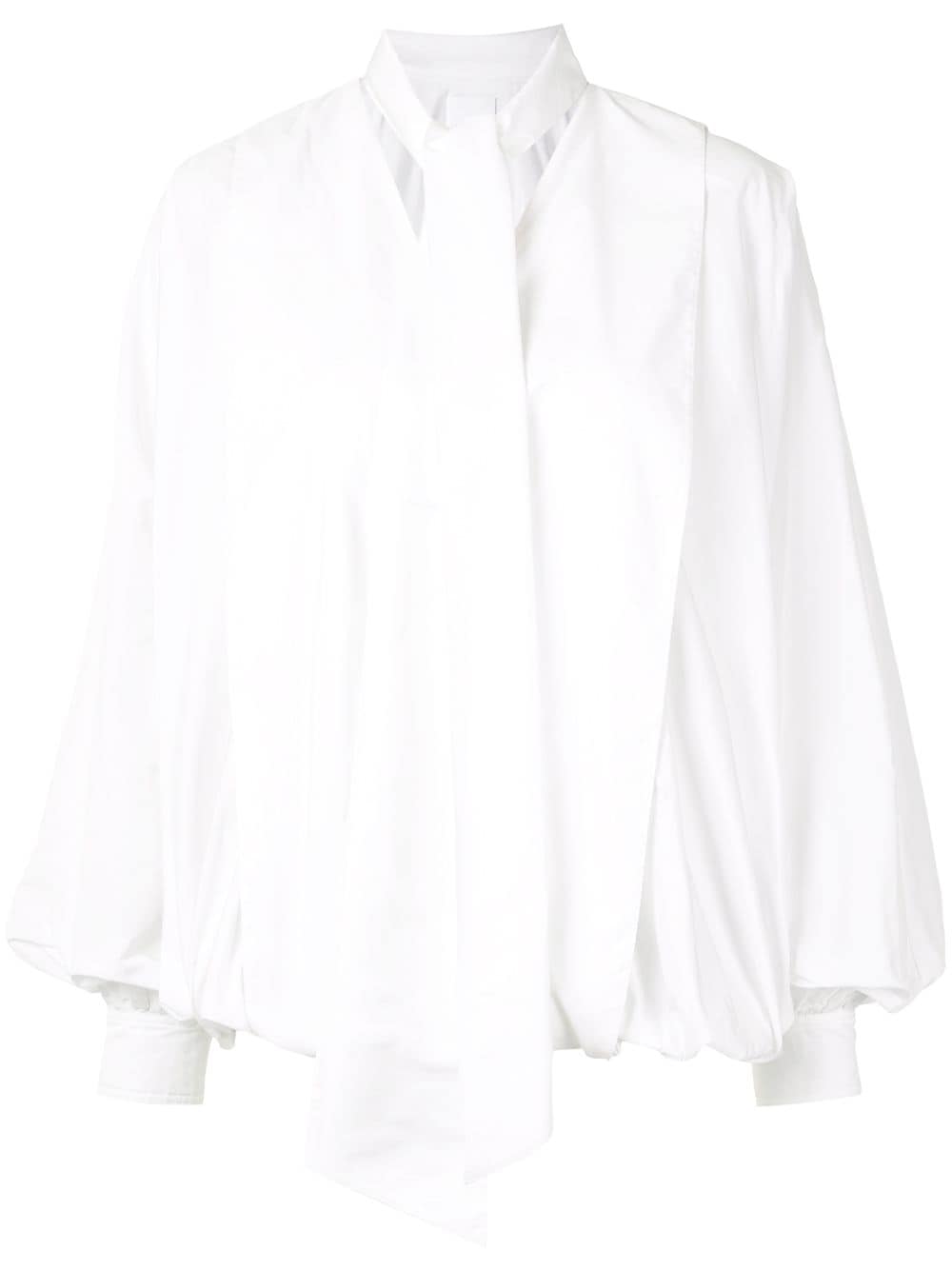 Shop Valentino Bow-embellished Puff Sleeves Blouse In White