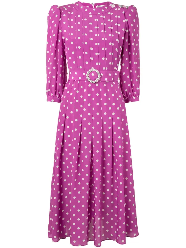 pink polka dot midi dress