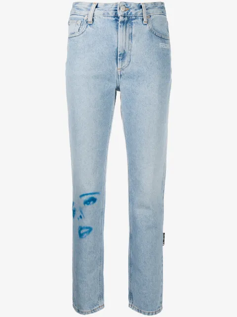 Off-White printed faces straight-leg jeans