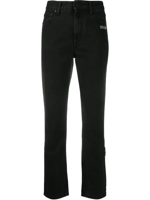 Off-White logo-embroidered straight-leg jeans