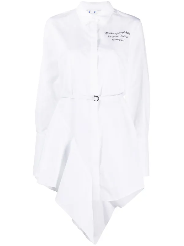 white asymmetric shirt dress