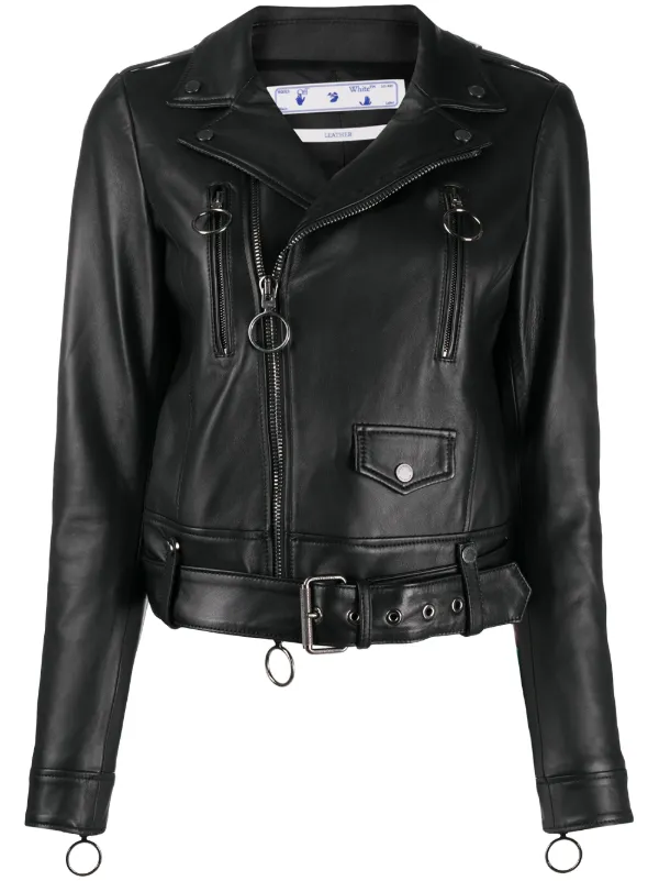 Off white leather jacket ladies Clearance