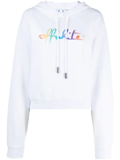 Off-White Rainbow logo print cropped hoodie