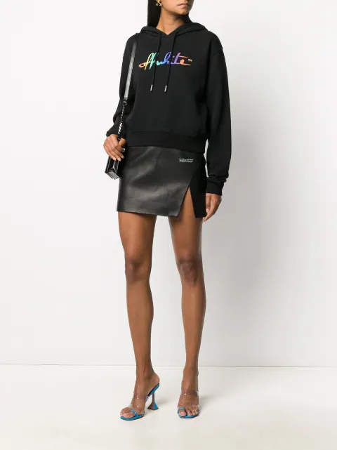 Off-White Rainbow Logo Print Cropped Hoodie - Farfetch