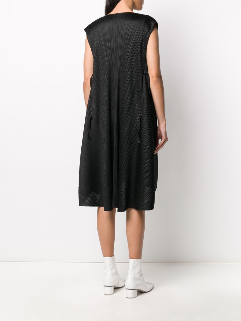 Shop Issey Miyake V-neck Pleated Shift In Black