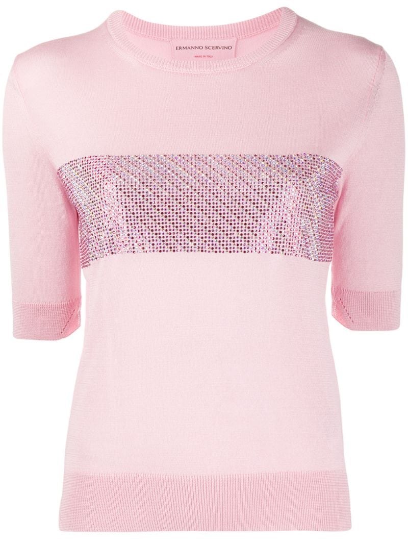 Ermanno Scervino Embellished Short-sleeve Jumper In Pink