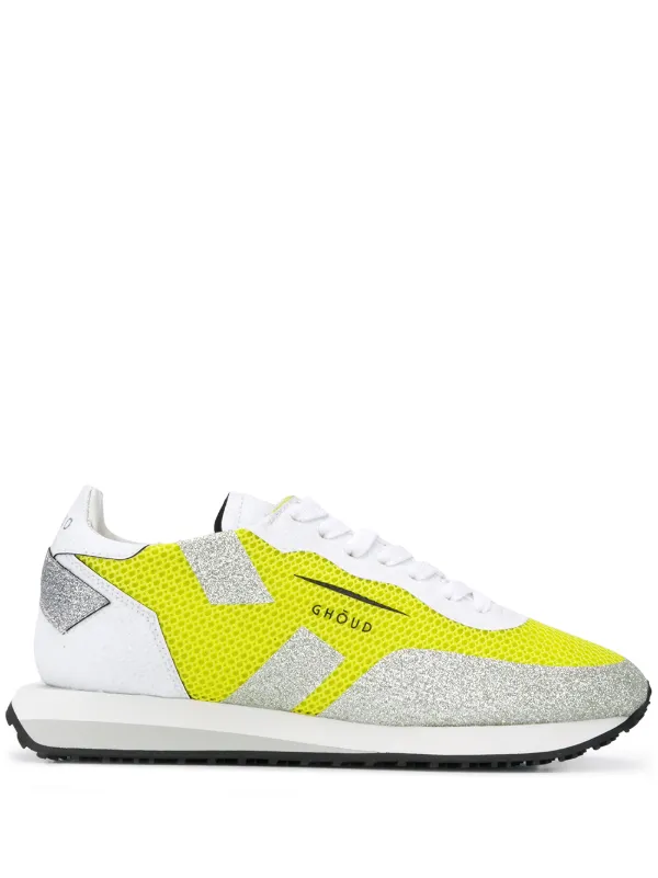 yellow mesh sneakers
