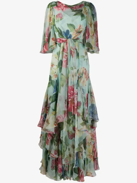 Dolce & Gabbana vestido floral con cuello drapeado