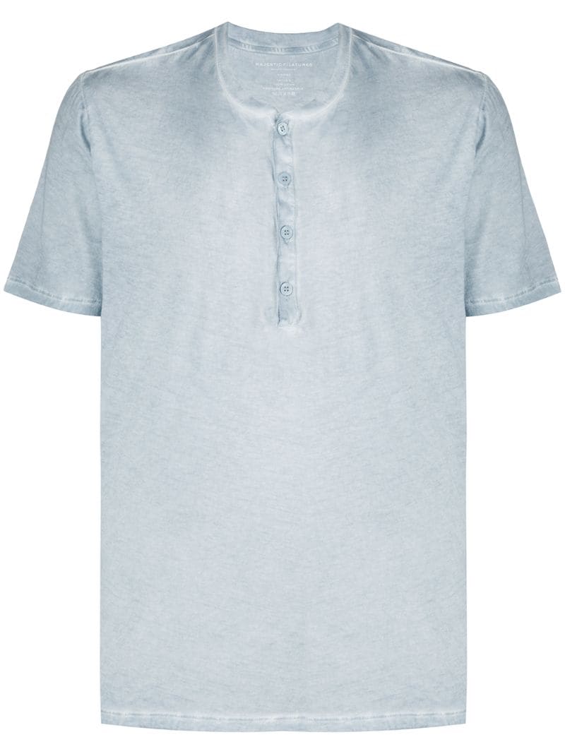 Majestic Front Button T-shirt In Blue