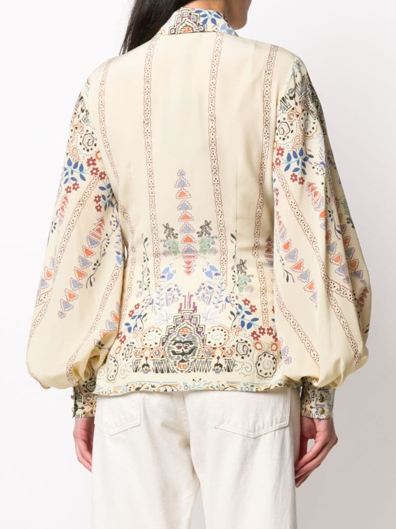 Shop Etro Floral Print Silk Shirt In Neutrals