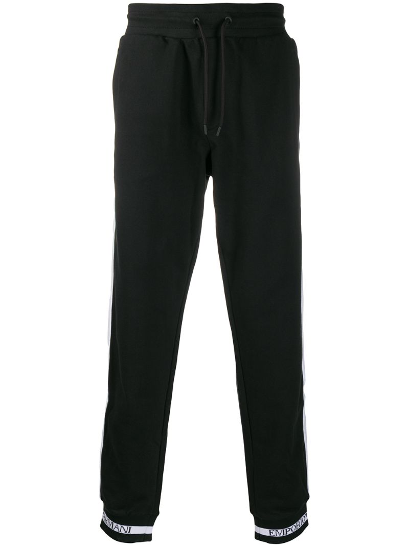 Emporio Armani Two Tone Track Trousers In Black