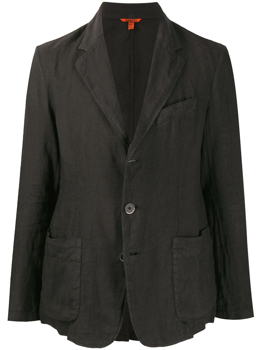 Shop Barena Venezia Linen Single Breasted Blazer In Black