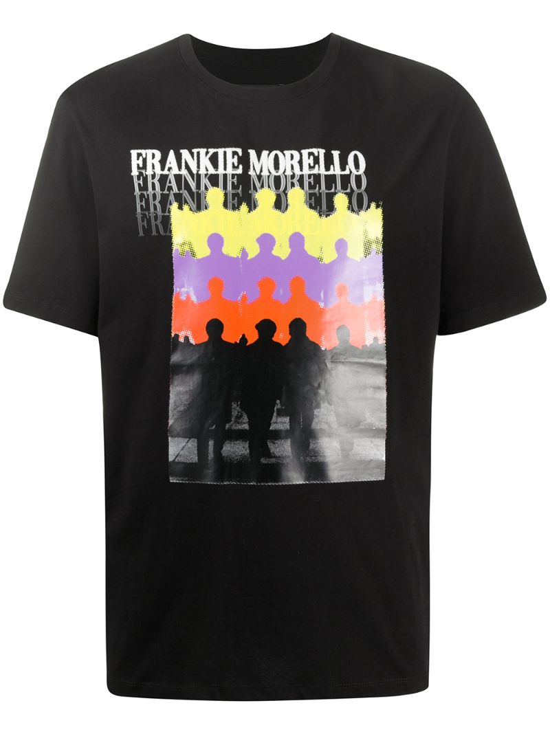 Frankie Morello Silhouette-print Crew-neck T-shirt In Black