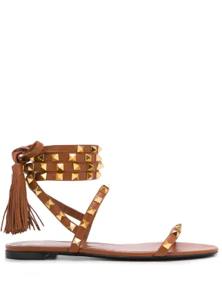 valentino rockstud sandals tan