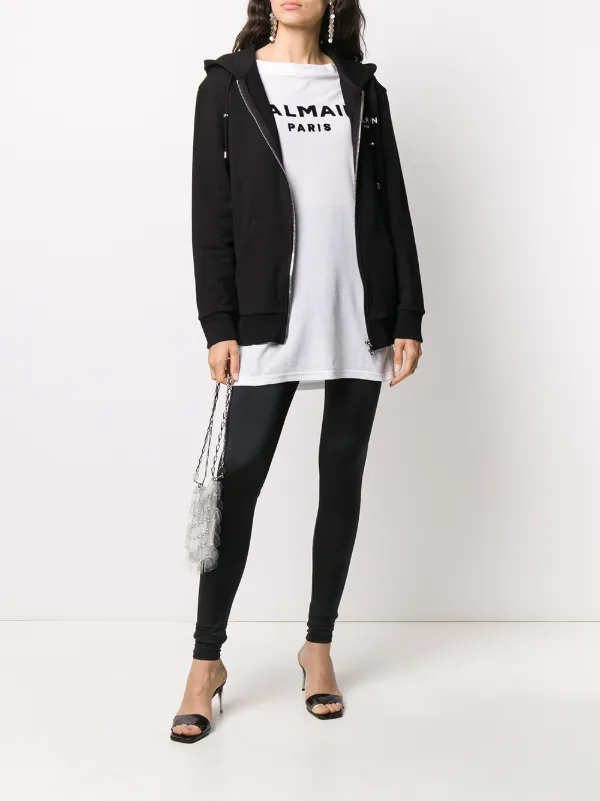 Balmain Logo Zipped Hoodie | Black | FARFETCH