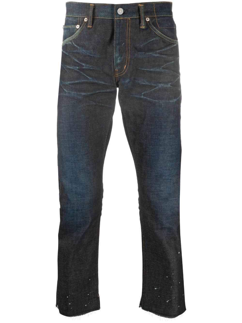 фото Visvim укороченные джинсы с эффектом потертости