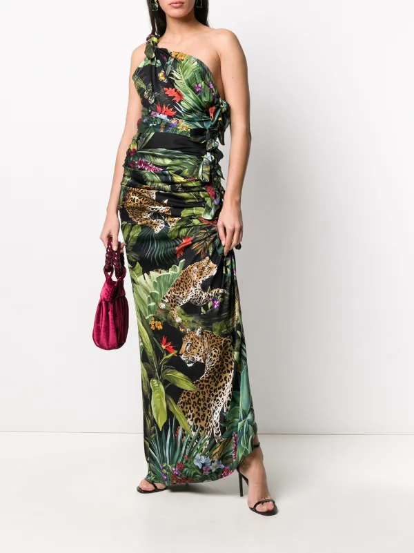 jungle one shoulder dress