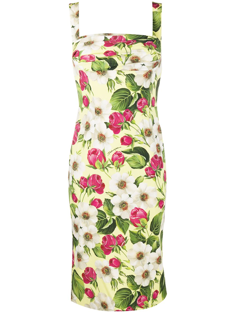 Dolce & Gabbana Rose Print Charmeuse Midi Dress - Farfetch