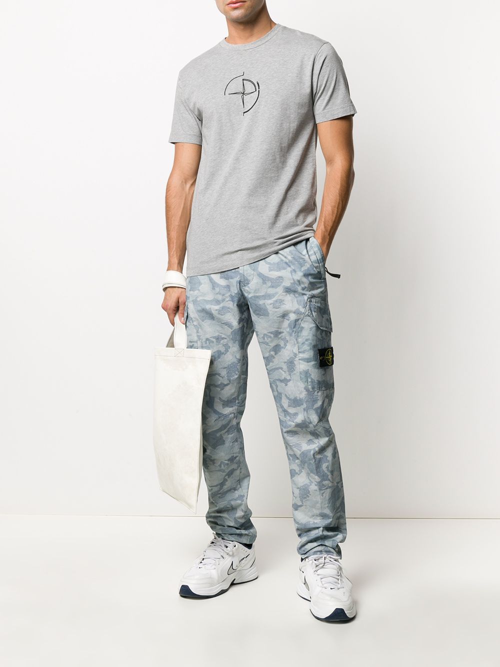 фото Stone island camouflage print cargo trousers