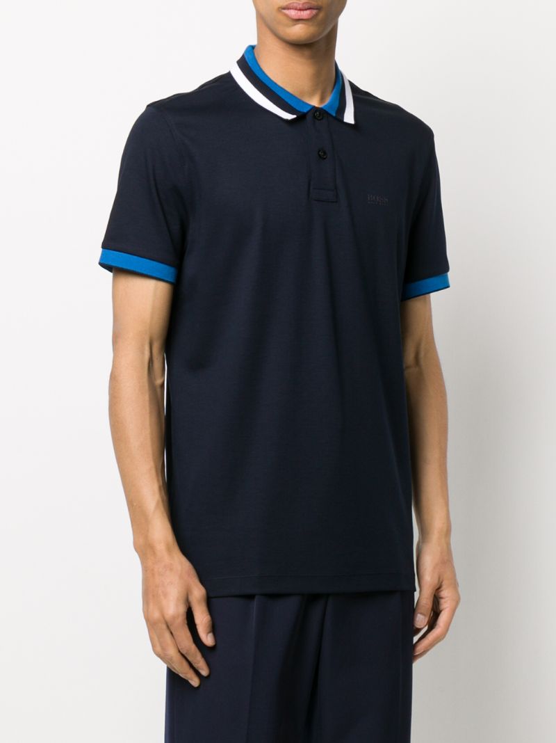 Shop Hugo Boss Branded Short-sleeve Polo Shirt In Blue