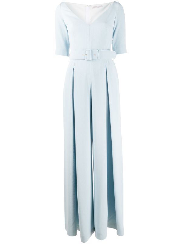 pleated wide leg jumpsuit