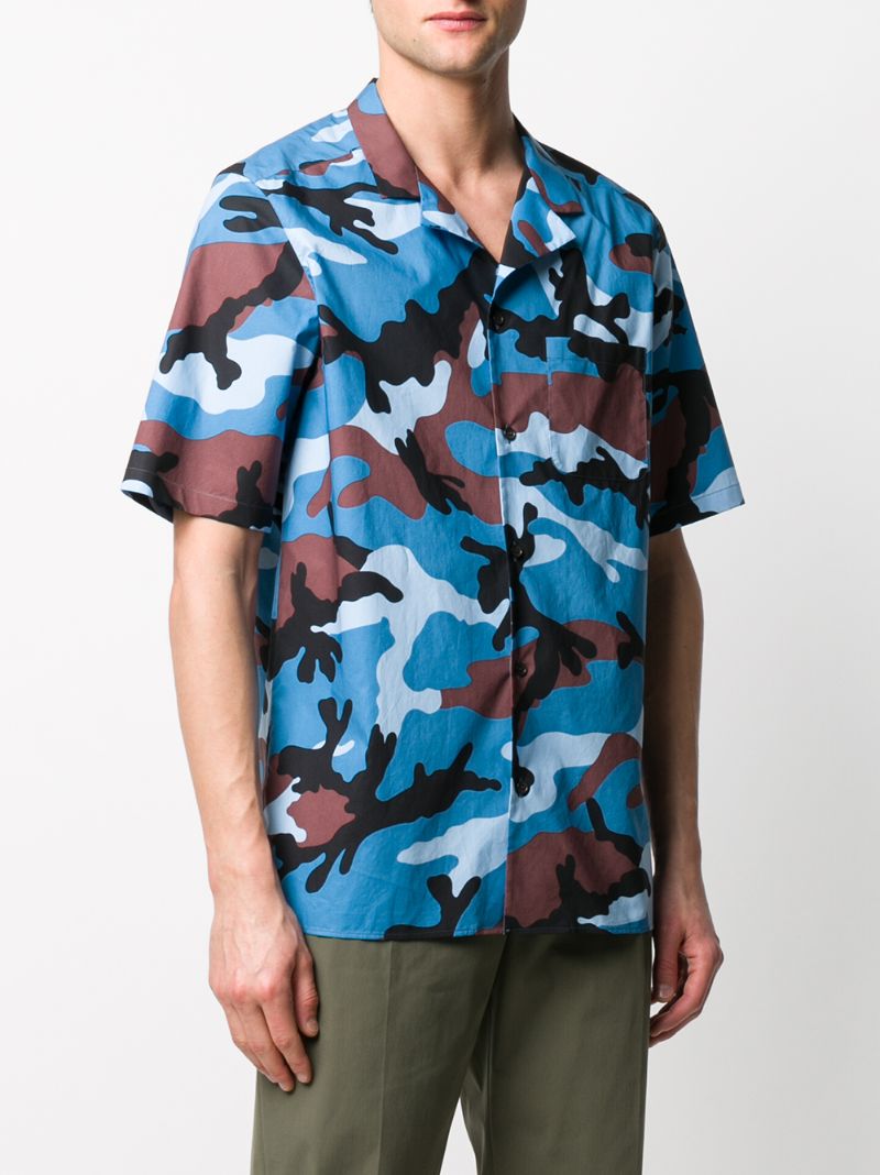 Shop Valentino Camouflage Print Shirt In Blue