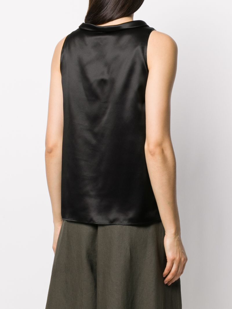 Shop Aspesi Sleeveless Band-collar Blouse In Black