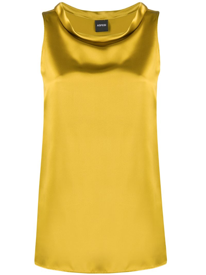 Aspesi Boat-neck Silk Top In Yellow