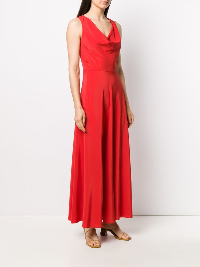 Shop Aspesi Flared Draped-neck Dress In Red