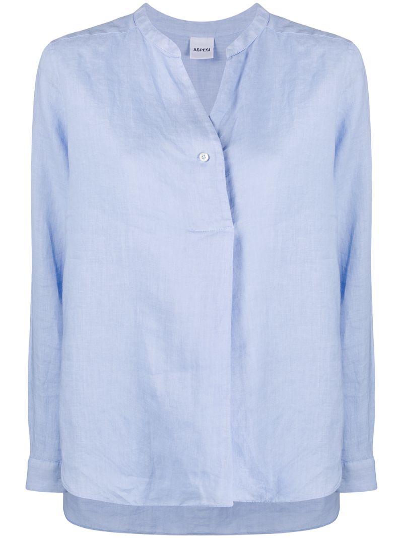 Aspesi Buttoned Tunic Shirt In Blue