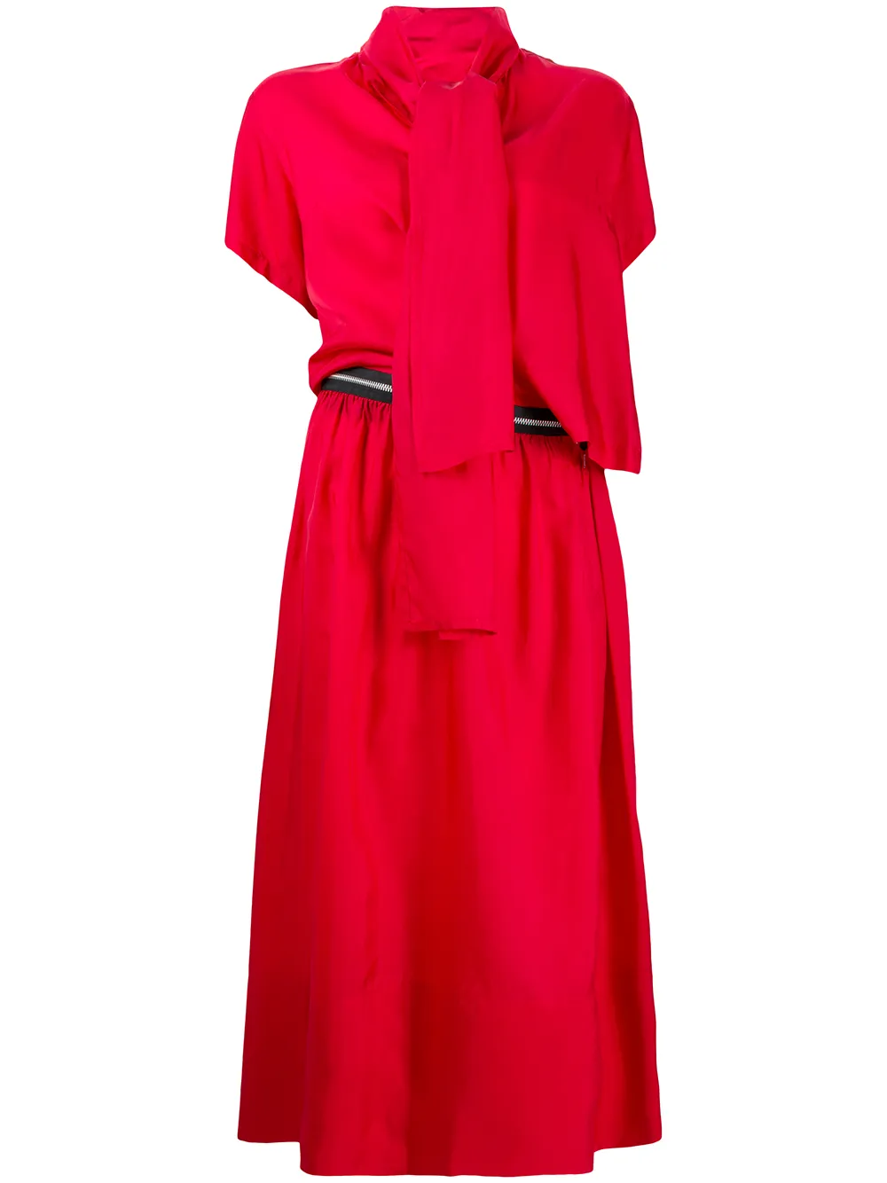 Pre-owned Comme Des Garçons 1990s Pussy Bow Neck Dress In Red