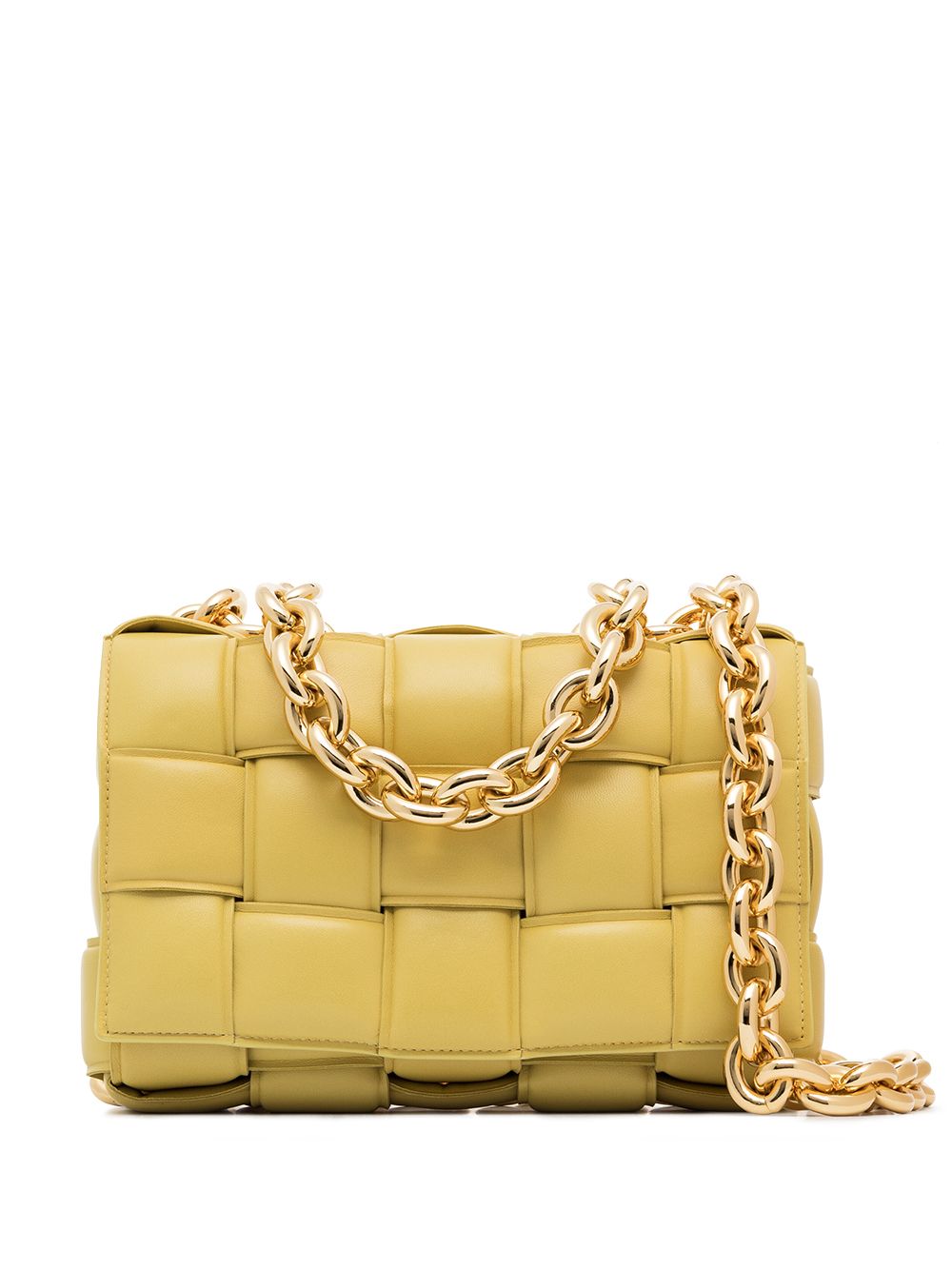 фото Bottega veneta yellow padded cassette chain shoulder bag