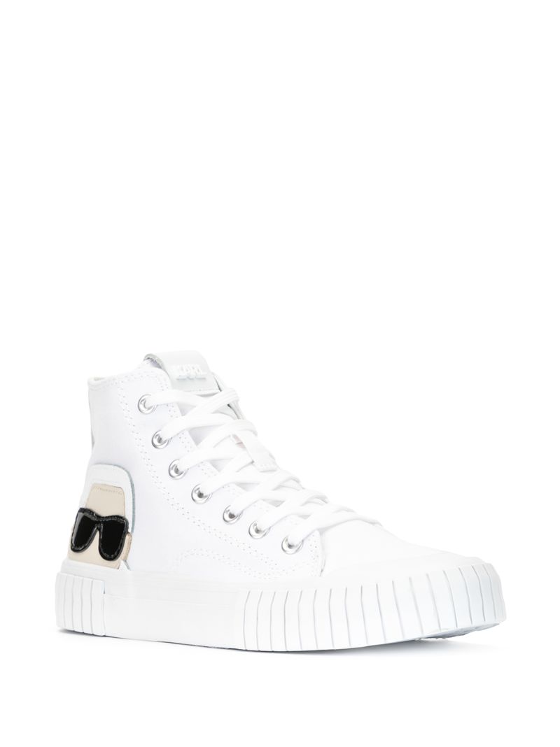 Shop Karl Lagerfeld Kampus Ii Logo Patch High Top Sneakers In White