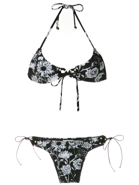 Amir Slama bikini con estampado en contraste