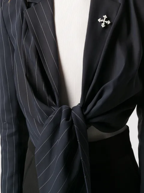 white tie front blazer