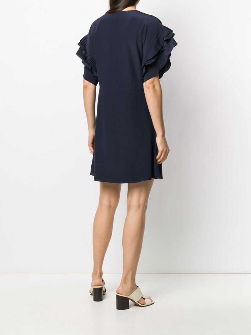 Shop Chloé Ruffle Sleeve Dress In Blue