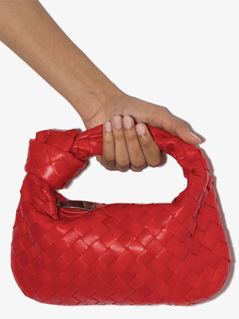 фото Bottega veneta red mini jodie intrecciato bag